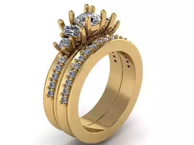 5-Stone Diamond ring with band 2032 3D print model