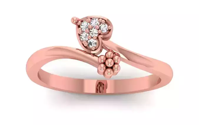 Solitaire Wedding Engagement Bypass Heart Ring  3D print model