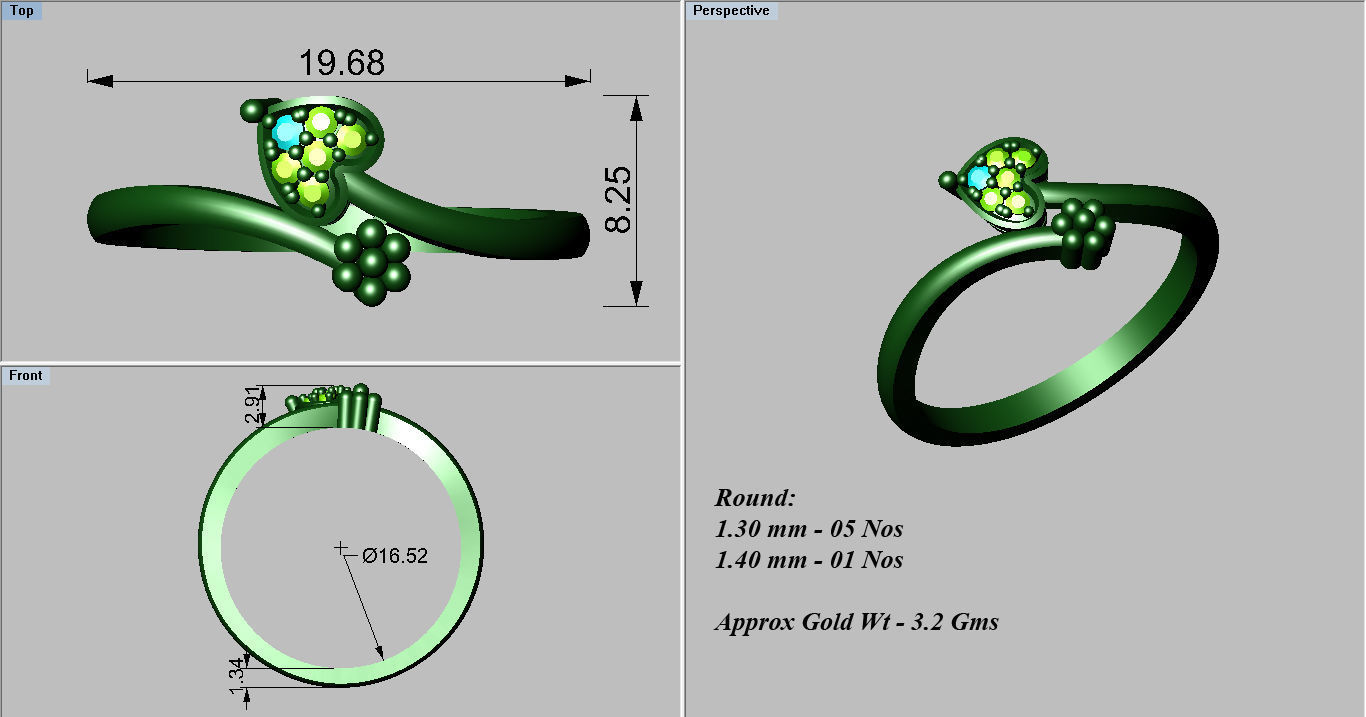 Solitaire Wedding Engagement Bypass Heart Ring  3D print model_3