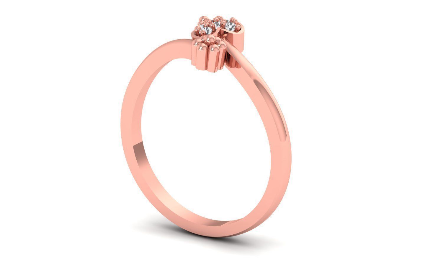 Solitaire Wedding Engagement Bypass Heart Ring  3D print model_1