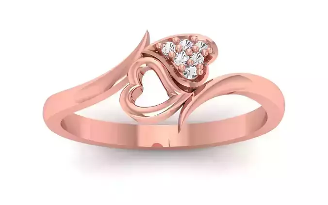 Solitaire Wedding Engagement Heart Bypass Ring  3D print model