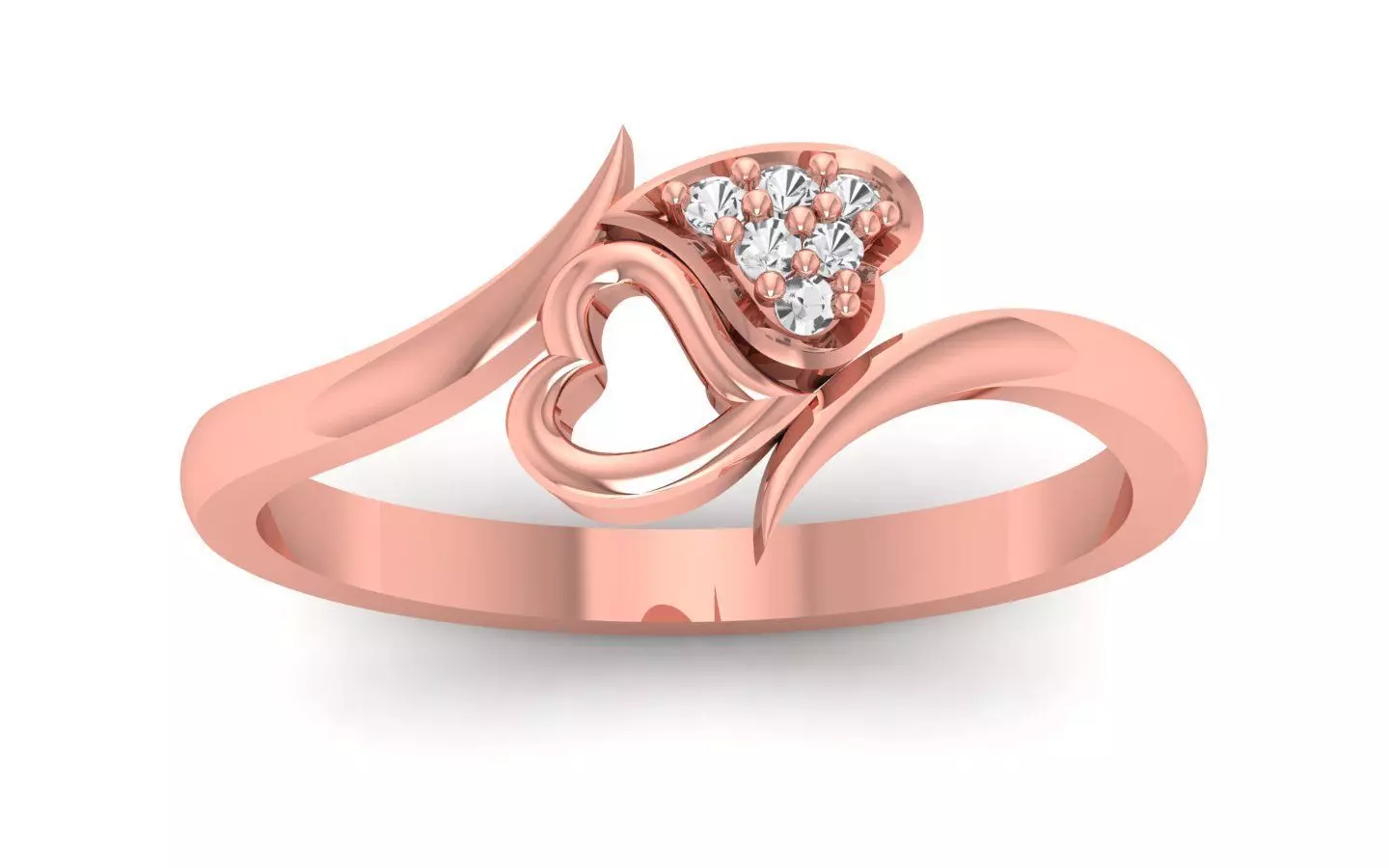 Solitaire Wedding Engagement Heart Bypass Ring  3D print model_0