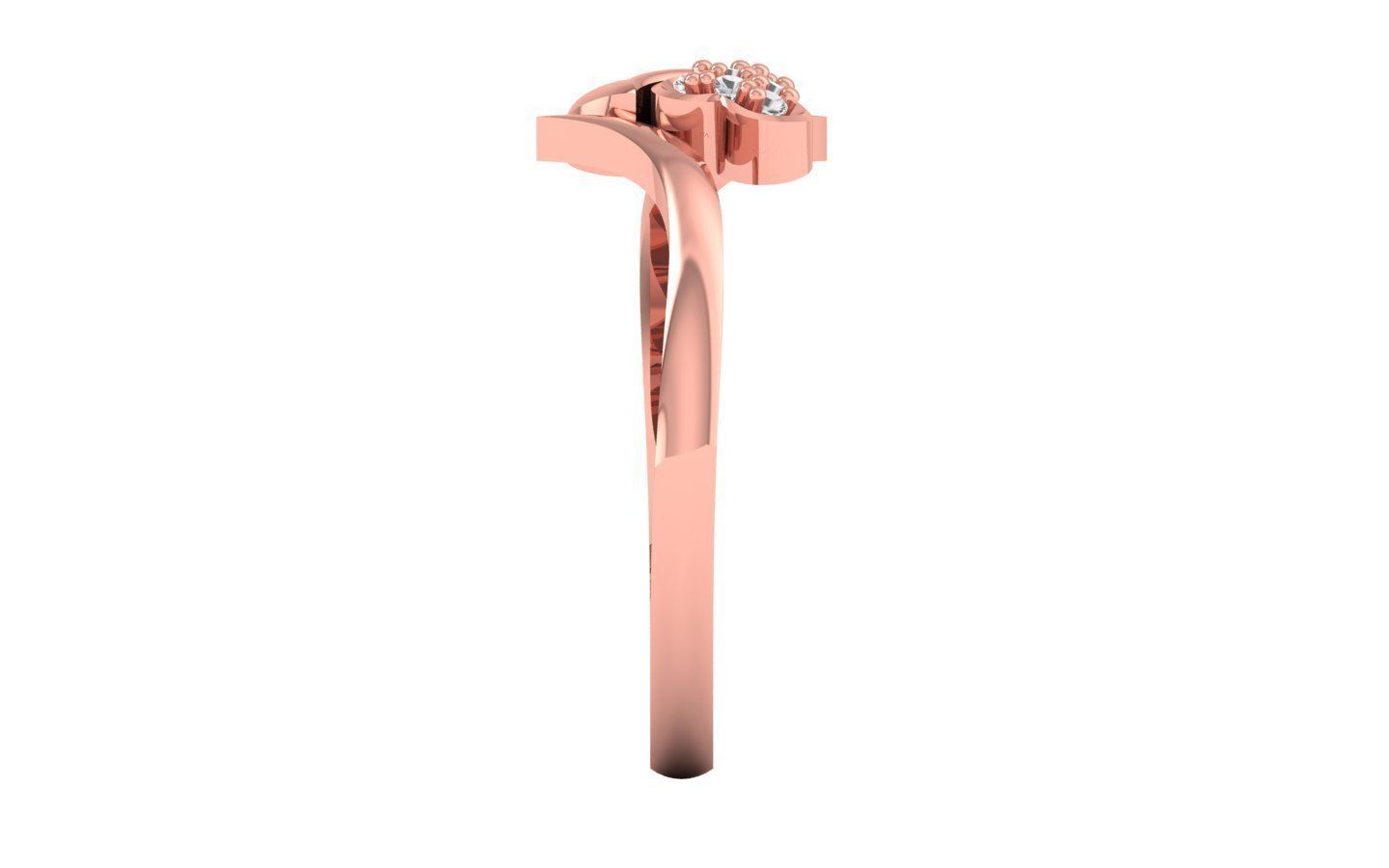 Solitaire Wedding Engagement Heart Bypass Ring  3D print model_1