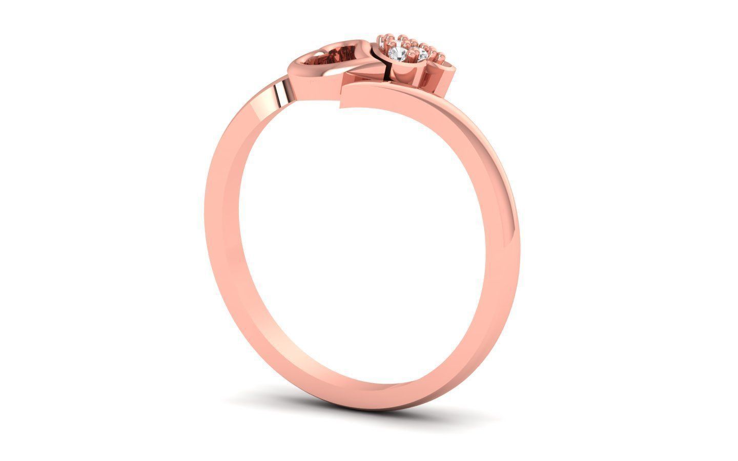 Solitaire Wedding Engagement Heart Bypass Ring  3D print model_2