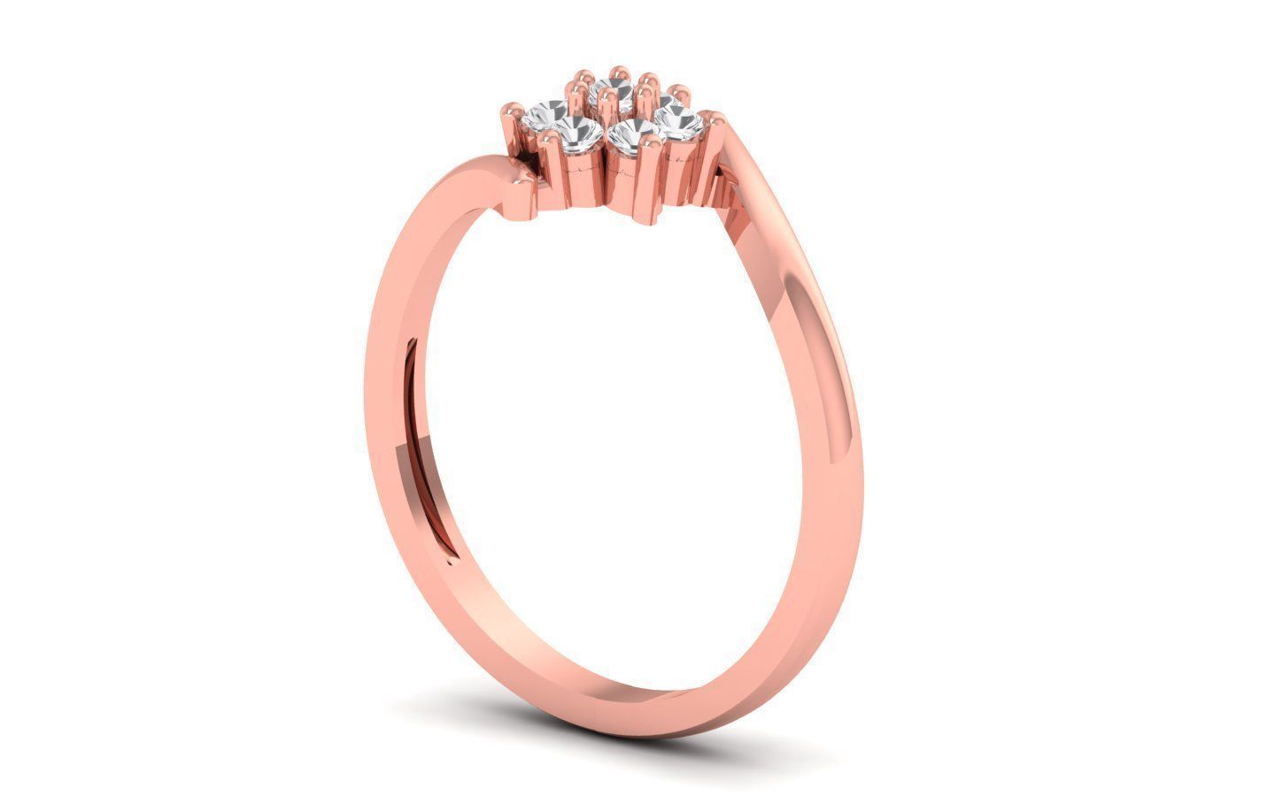 Solitaire Wedding Engagement Bypass Ring  3D print model_1