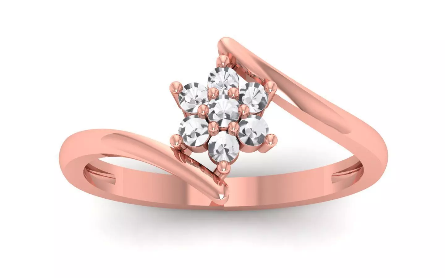 Solitaire Wedding Engagement Bypass Ring  3D print model_0