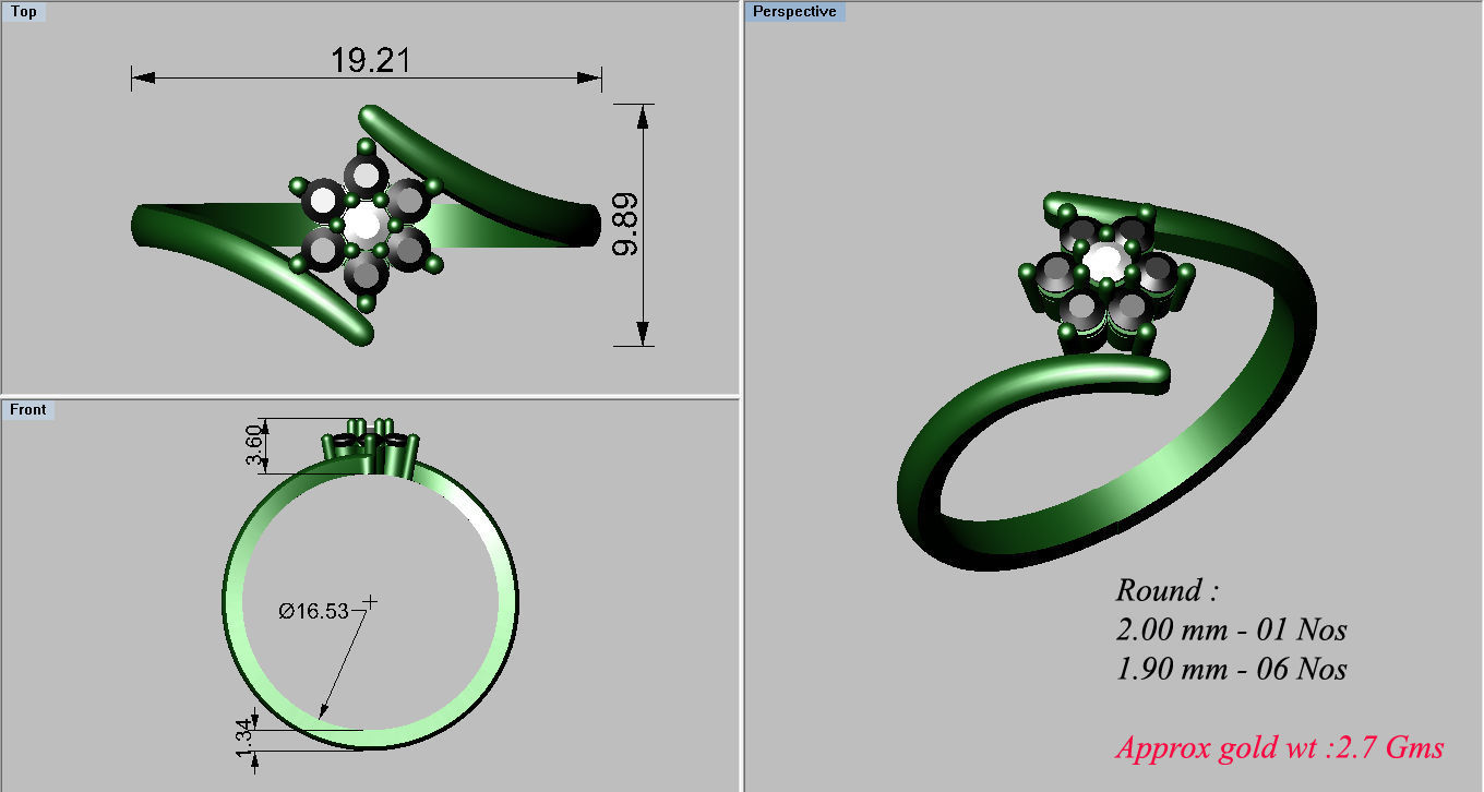 Solitaire Wedding Engagement Bypass Ring  3D print model_3