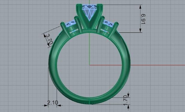 3-Stone Diamond ring 2035 3D print model 3D print model_6