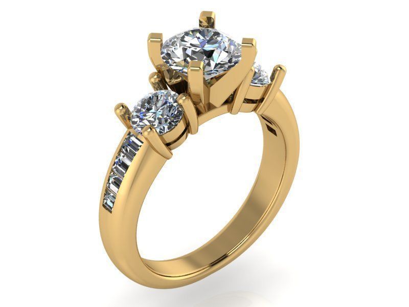 3-Stone Diamond ring 2035 3D print model 3D print model_1