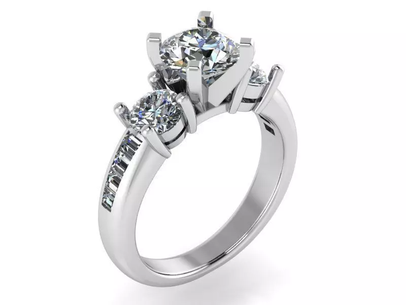 3-Stone Diamond ring 2035 3D print model 3D print model_0