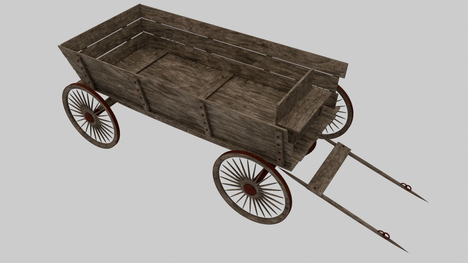  Textures Medieval Wagon Low-poly 3D model_1
