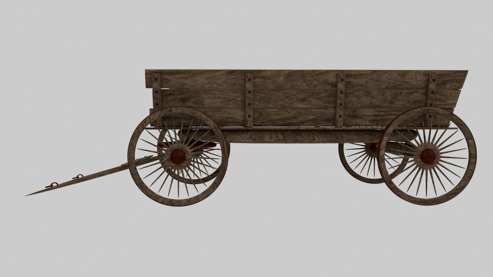  Textures Medieval Wagon Low-poly 3D model_3