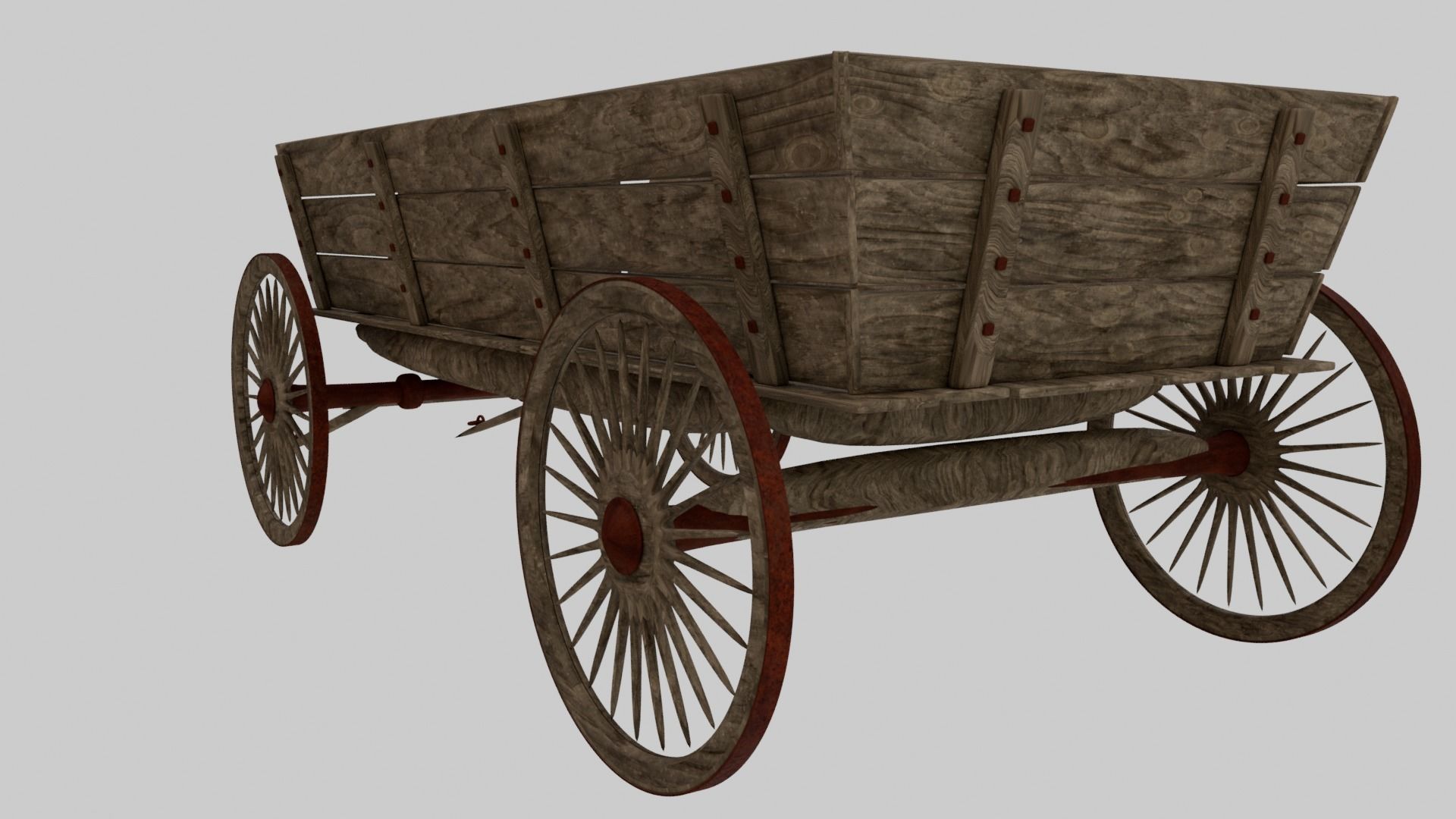  Textures Medieval Wagon Low-poly 3D model_4