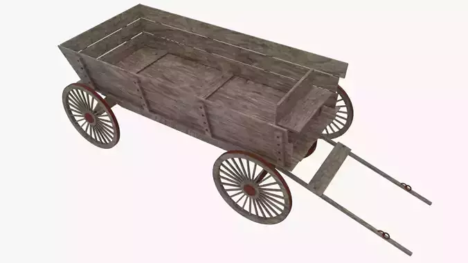  Textures Medieval Wagon Low-poly 3D model
