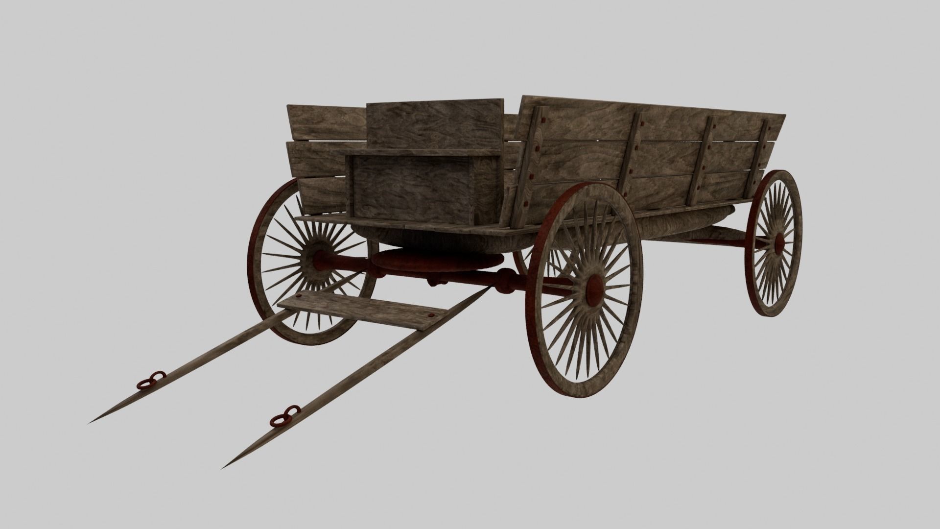  Textures Medieval Wagon Low-poly 3D model_2
