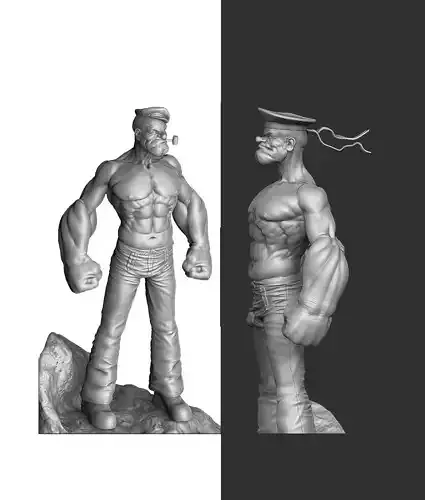 POPEYE the Sailor Man  2 cap options for 3D print 3D print model