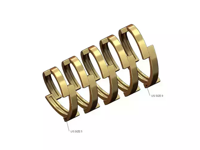 Thin overlapping ribbons band US sizes 5to9 3D print model
