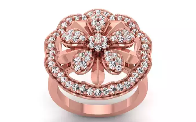 Women Flower Bridal Ring 3dm STL OBJ FBX Renders Details