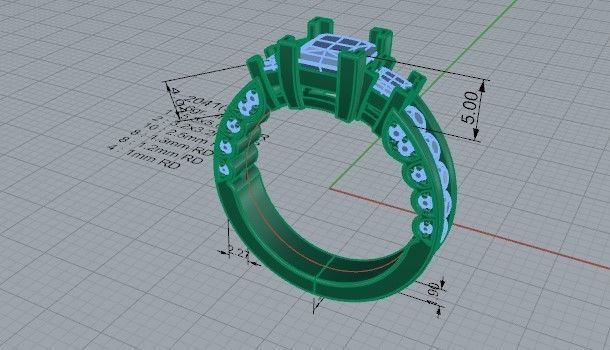 3-Stone Diamond ring 2041 3D print model 3D print model_5