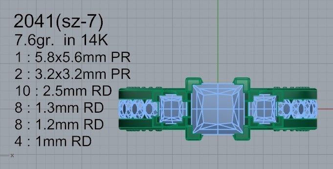 3-Stone Diamond ring 2041 3D print model 3D print model_4