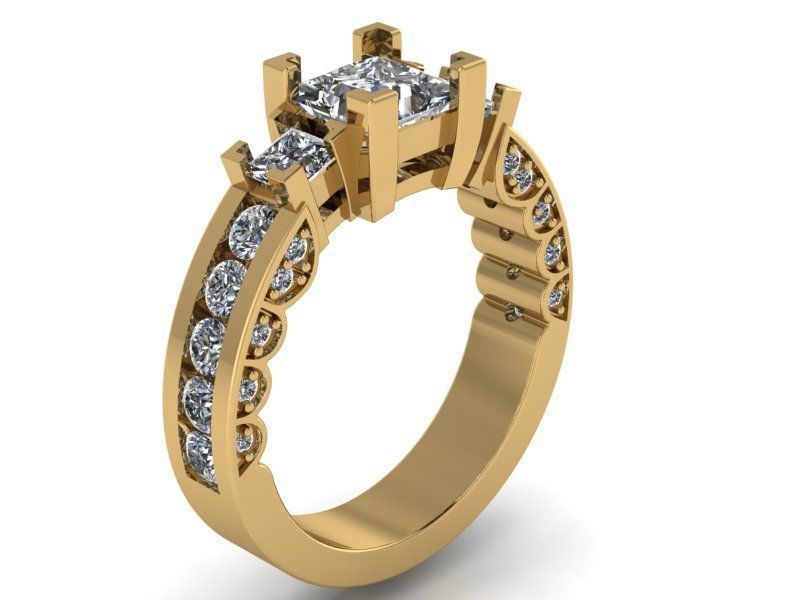 3-Stone Diamond ring 2041 3D print model 3D print model_1