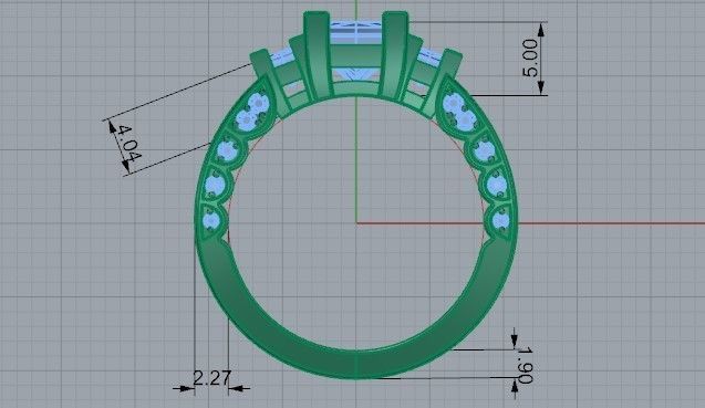 3-Stone Diamond ring 2041 3D print model 3D print model_6