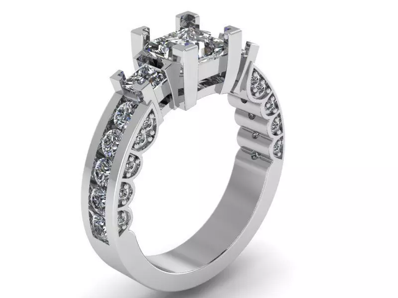 3-Stone Diamond ring 2041 3D print model 3D print model_0