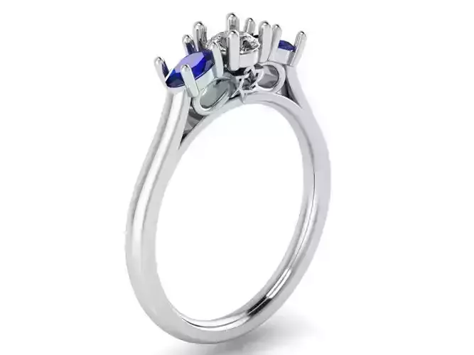 Colorful 3-Stone Diamond ring 2042 3D print model 