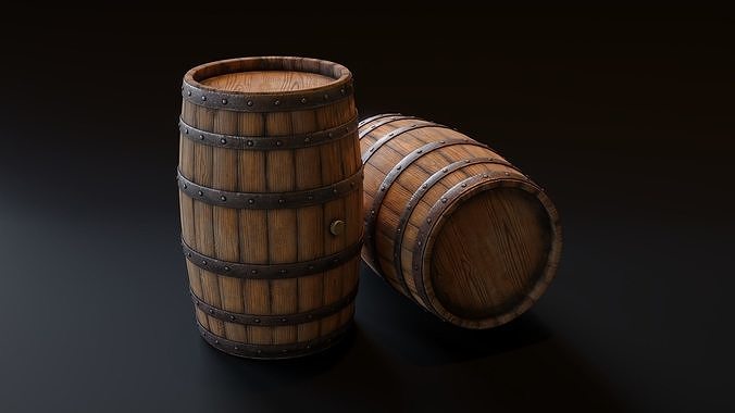 Wooden Barrel Low-poly 3D model