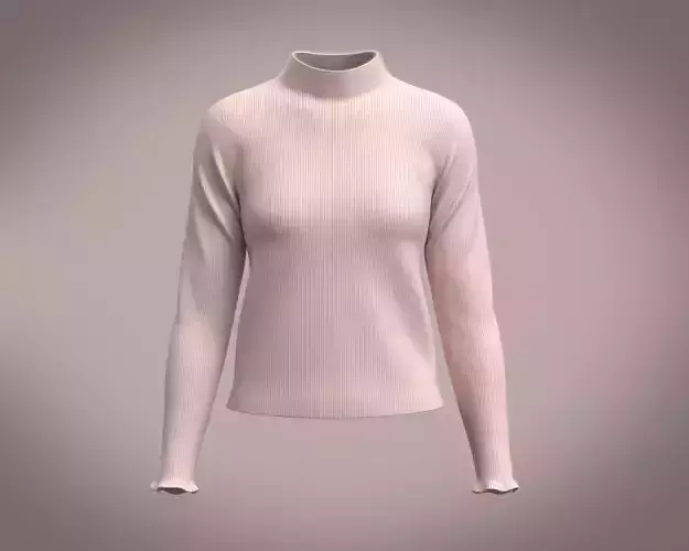 High Neck Ribbed Knitted Jumper