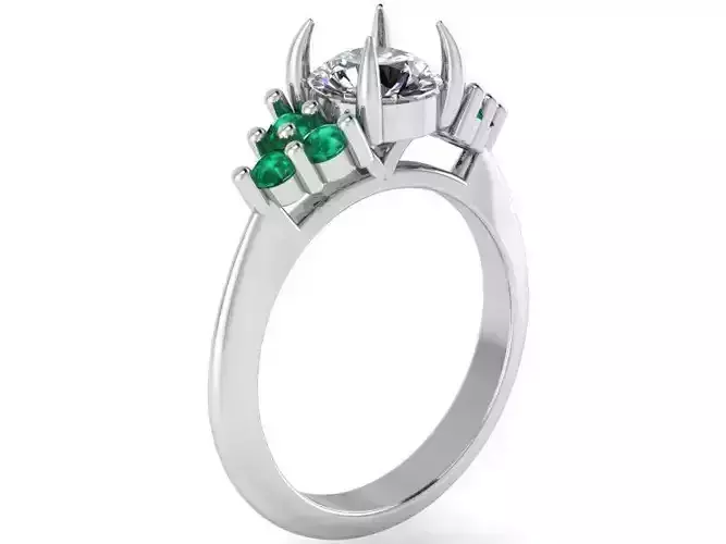 Emerald Fashion ring  2044 3D print model 