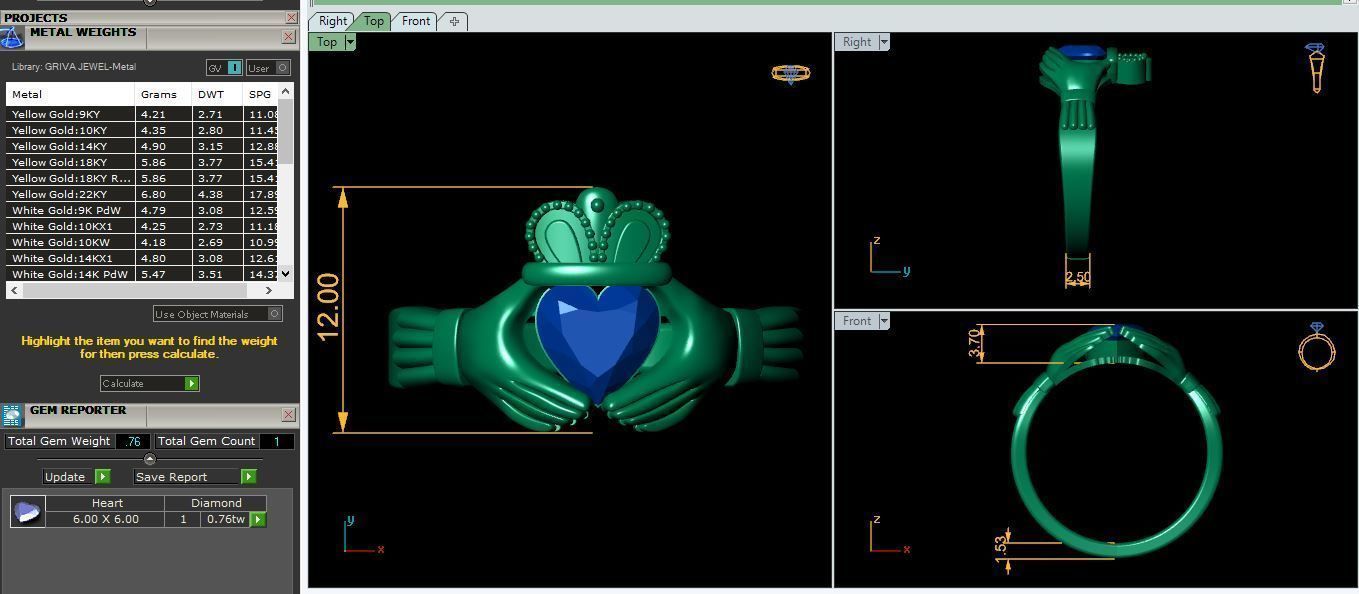 1 Ct Heart Hand Ring 3d Model 3D print model_5