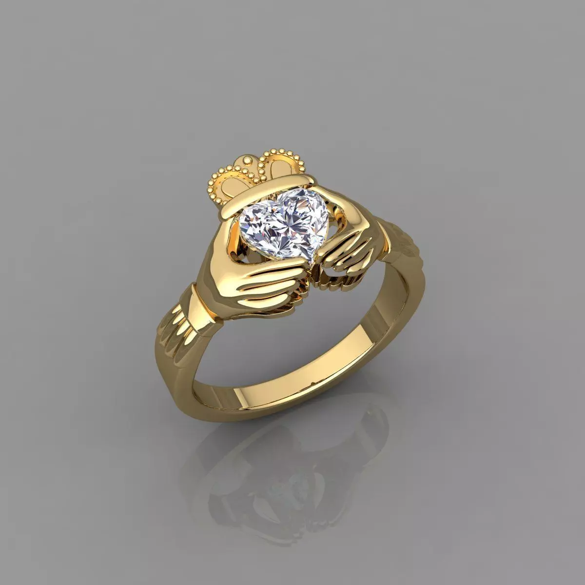 1 Ct Heart Hand Ring 3d Model 3D print model_0