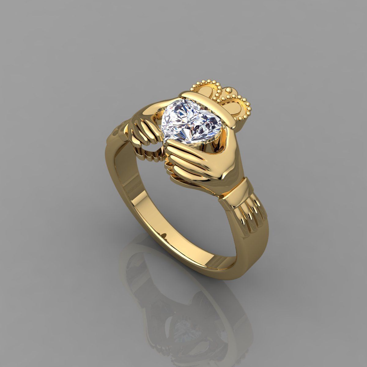 1 Ct Heart Hand Ring 3d Model 3D print model_10