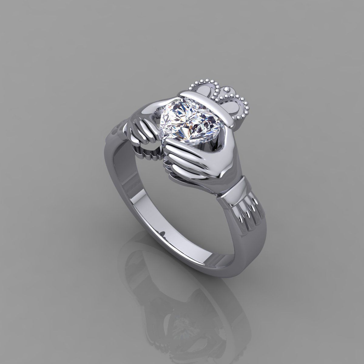 1 Ct Heart Hand Ring 3d Model 3D print model_12