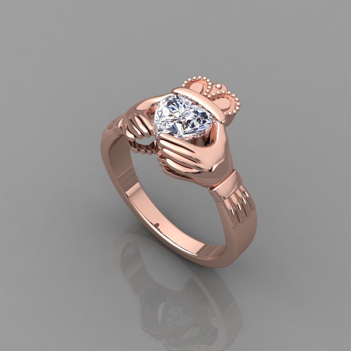1 Ct Heart Hand Ring 3d Model 3D print model_11