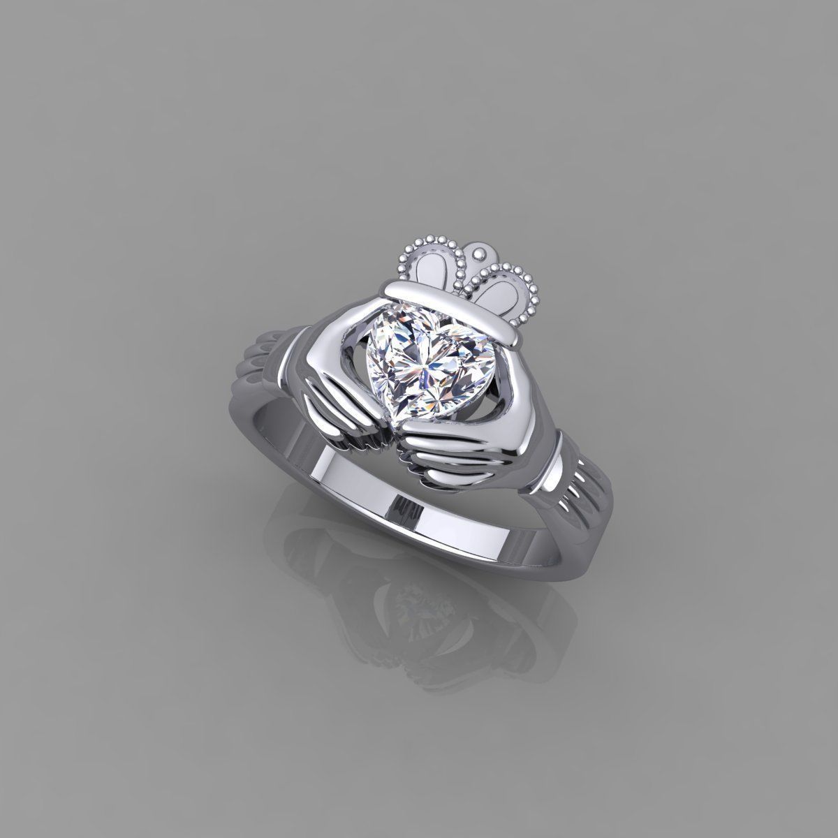 1 Ct Heart Hand Ring 3d Model 3D print model_6