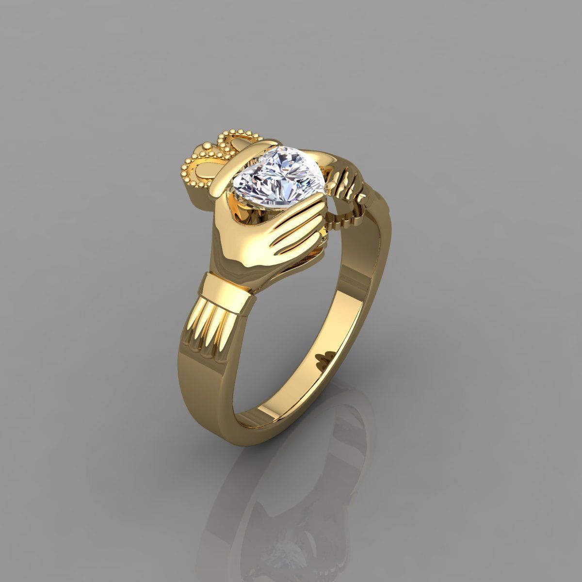 1 Ct Heart Hand Ring 3d Model 3D print model_7