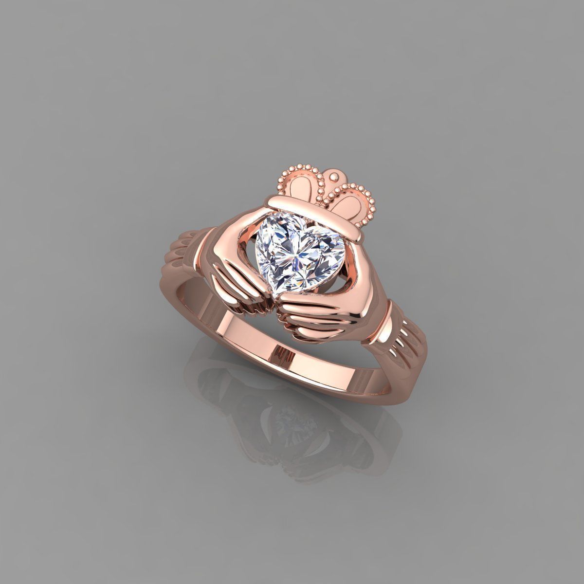 1 Ct Heart Hand Ring 3d Model 3D print model_4