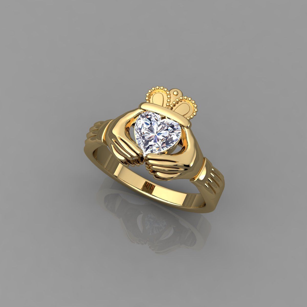 1 Ct Heart Hand Ring 3d Model 3D print model_3