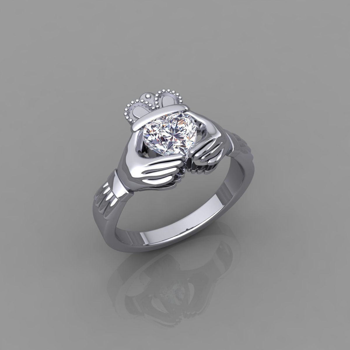 1 Ct Heart Hand Ring 3d Model 3D print model_2