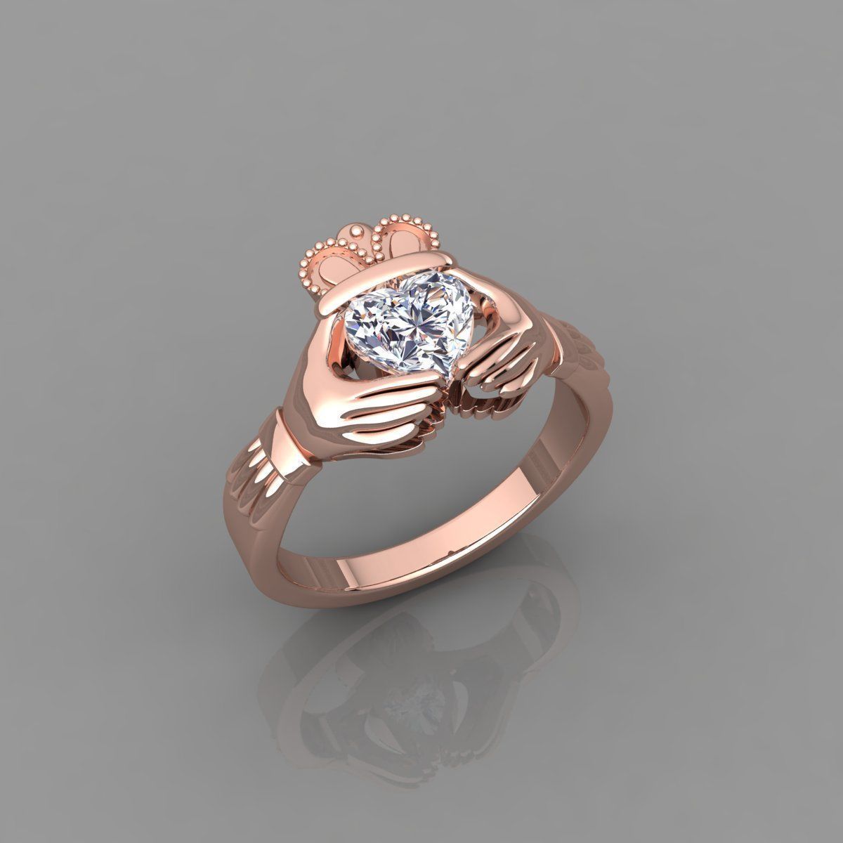 1 Ct Heart Hand Ring 3d Model 3D print model_1