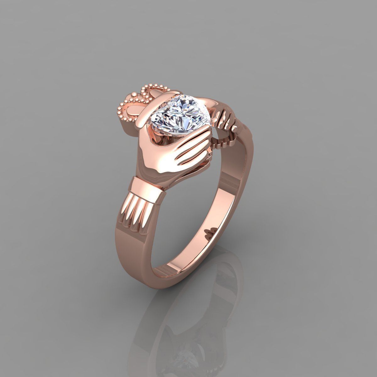 1 Ct Heart Hand Ring 3d Model 3D print model_8