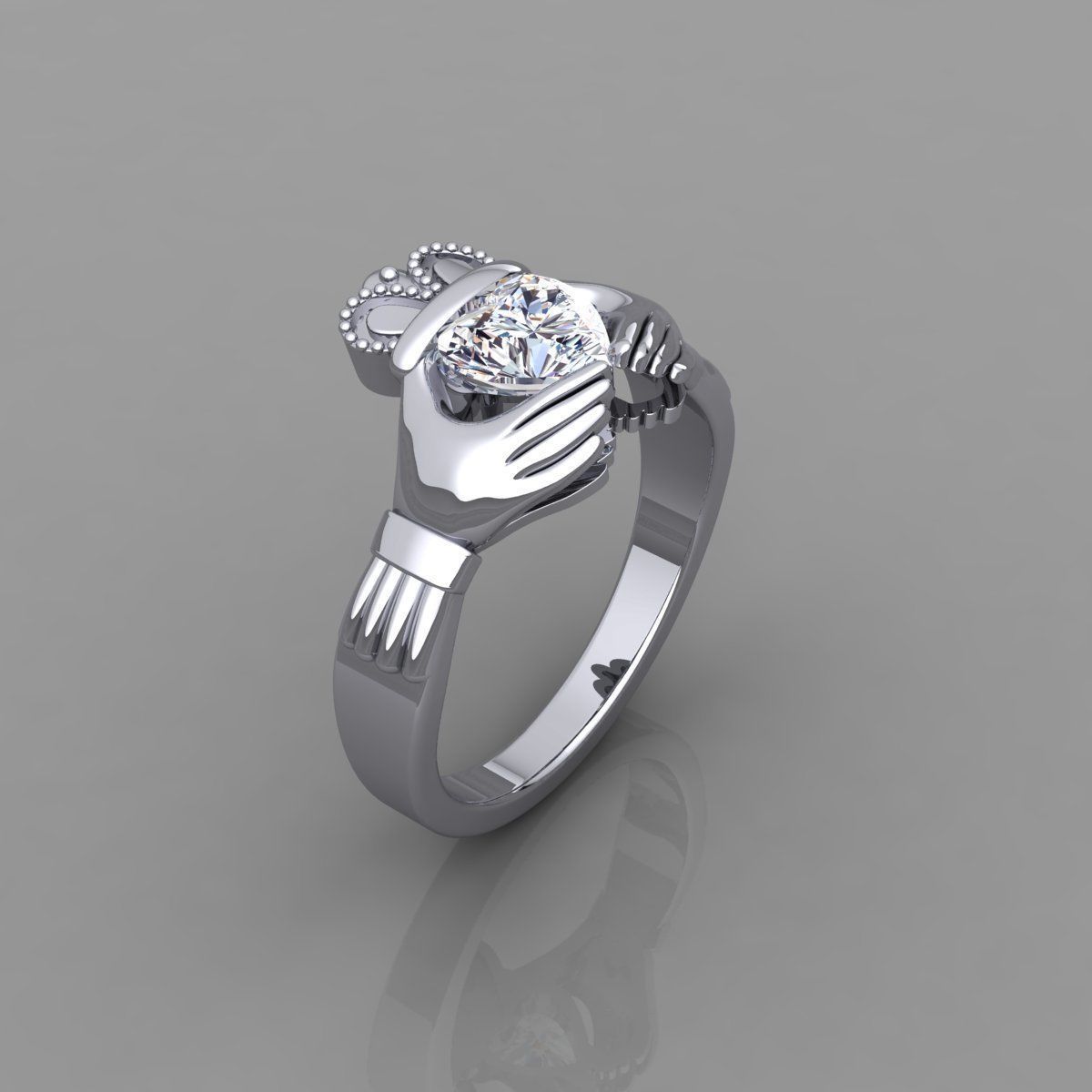 1 Ct Heart Hand Ring 3d Model 3D print model_9