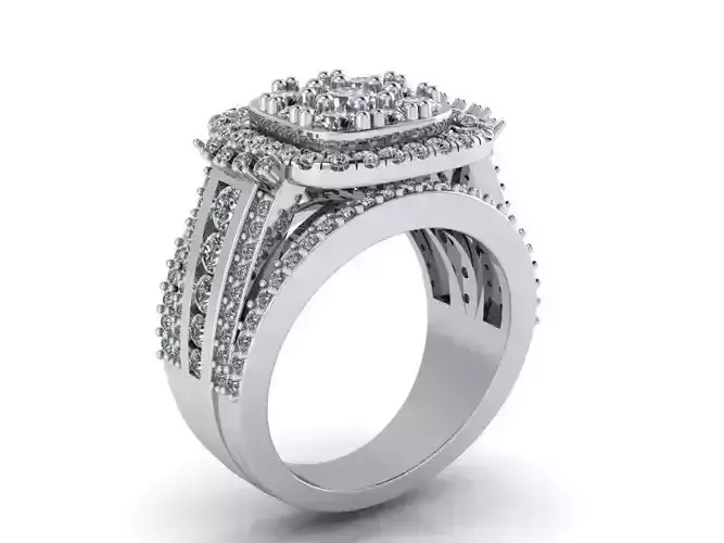 Octagonal Diamond ring 2046 3D print model