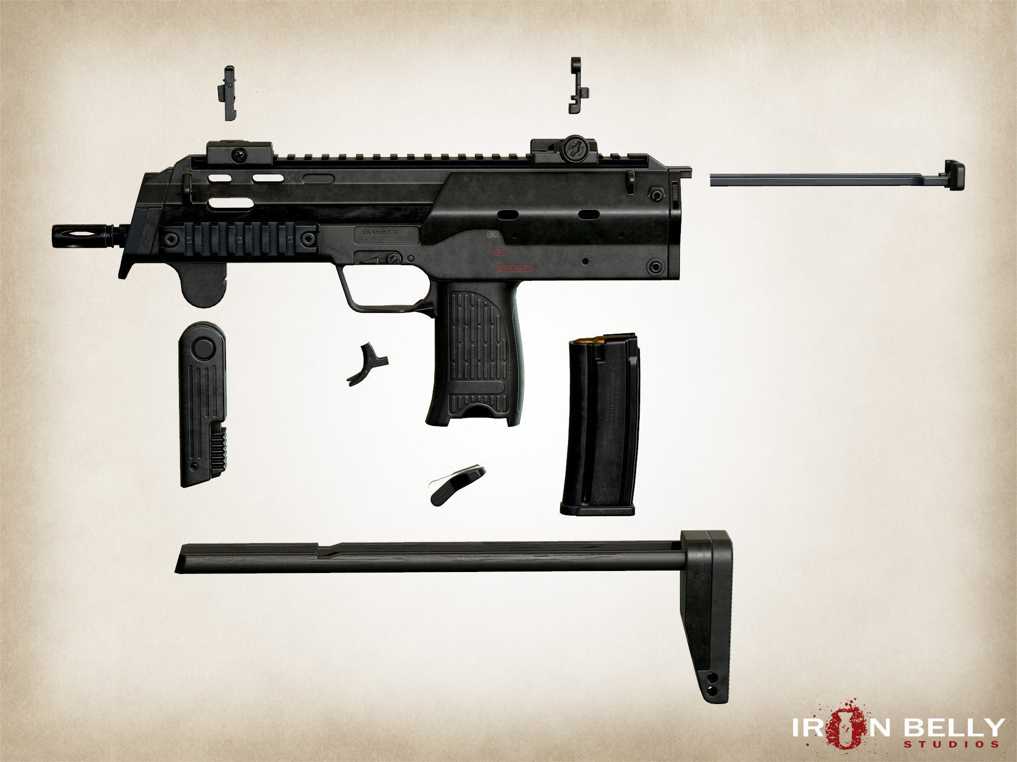 AAA FPS MP7A1  Low-poly 3D model_6