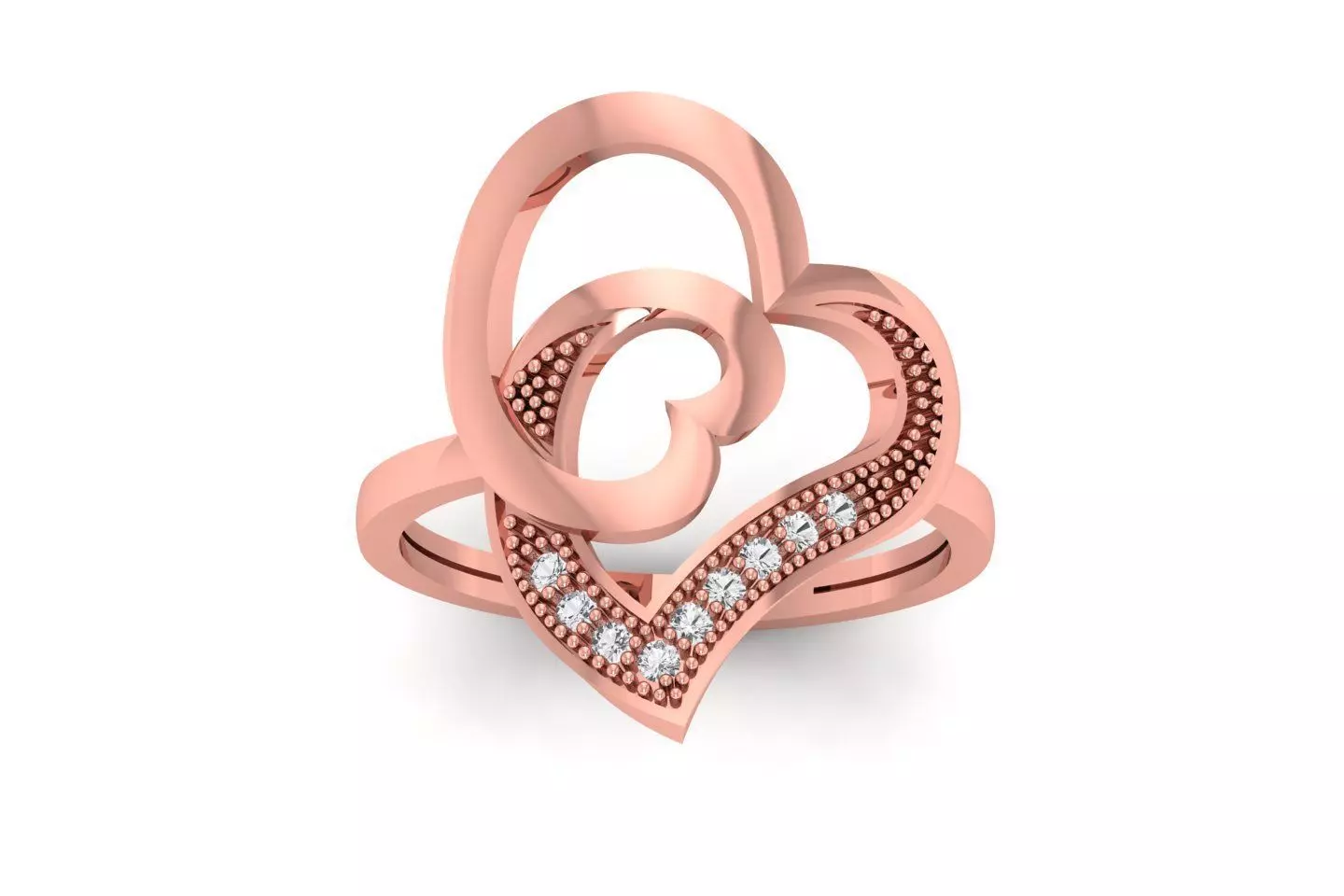 Solitaire Wedding Engagement Heart Ring 3D print model_0