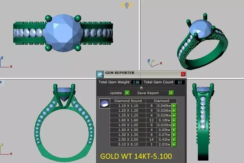 European shank tunnel setting engagement ring 3D print model