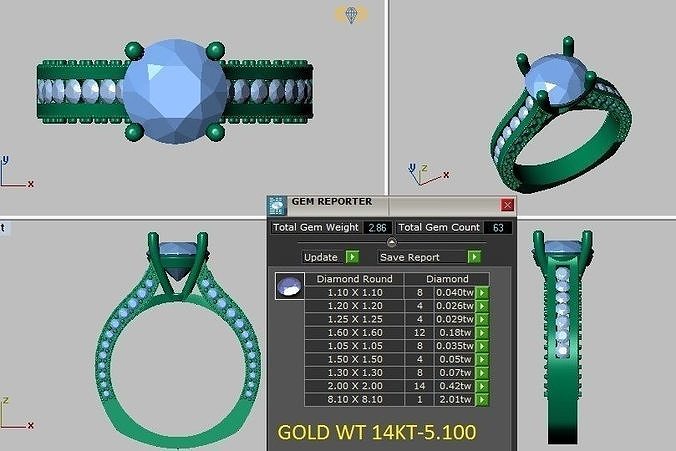 European shank tunnel setting engagement ring 3D print model