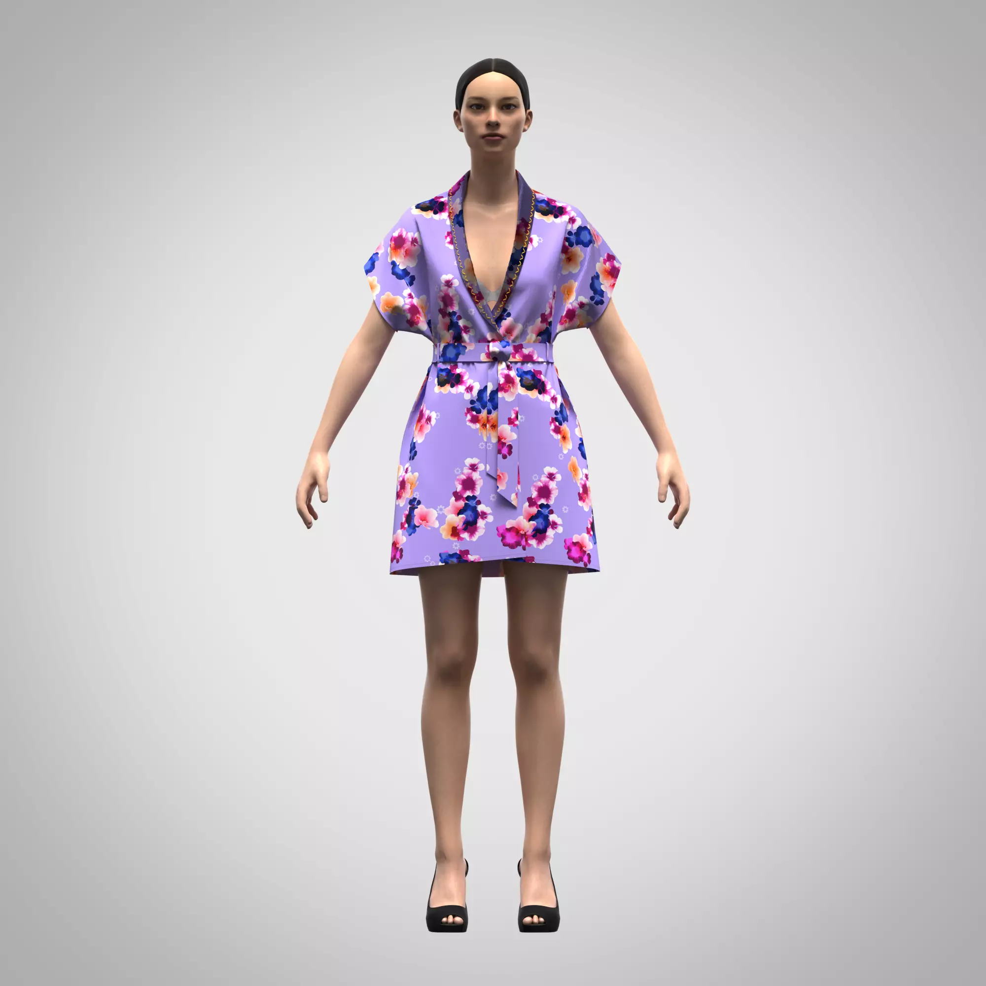 Womens Premium Summer robe Low-poly 3D model